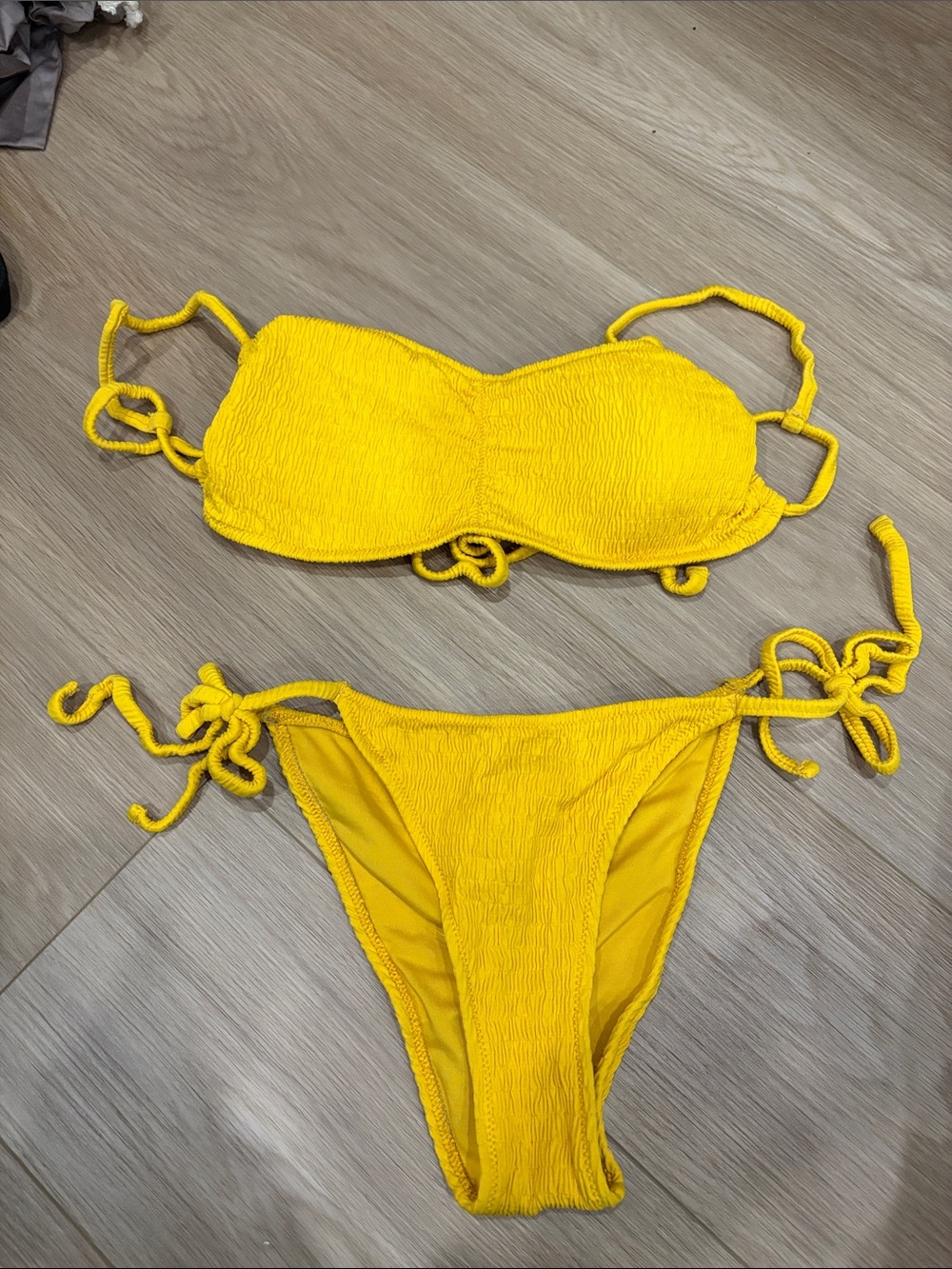Bright Yellow Textured Bikini Set